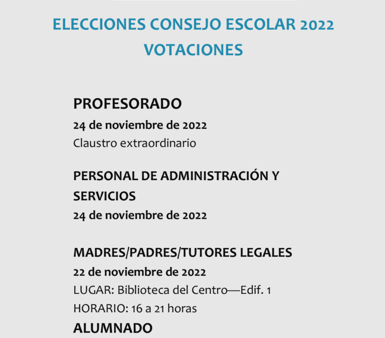 Elecciones Consejo Escolar 2022
